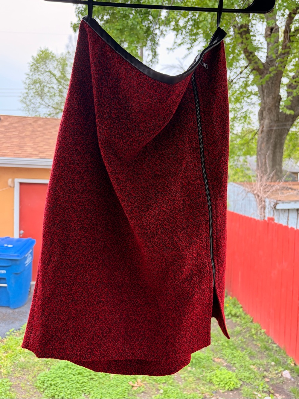 The Limited Red-Black A-Line Zip Skirt